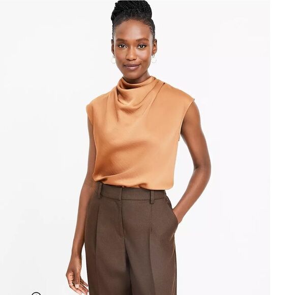 Loft Satin Cowl Neck Sleeveless Shell Top - Picture 2 of 5